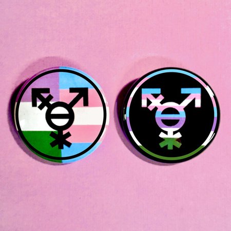 Custom Gender Symbol Buttons // Pride Flag // Transgender Nonbinary Genderqueer Agender Genderfluid Bigender Demiboy Demigirl Pangender [CowboyYeehaww]