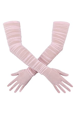 Accessories : 'Arika' Fairy Pink Mesh Opera-length Gloves