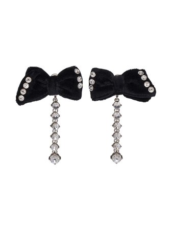 Miu Miu Bow Detail Crystal Embellished Earrings Aw20 | Farfetch.Com