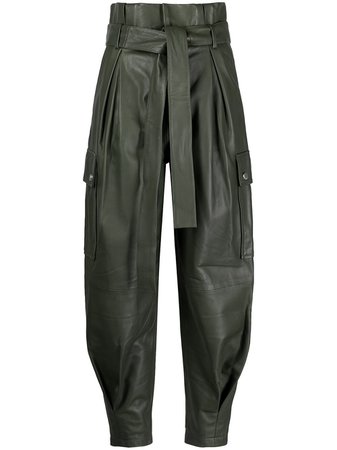 RED Valentino tie-waist Leather Trousers - Farfetch