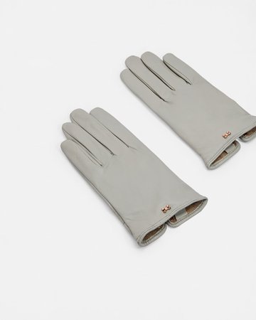 Bow detail leather gloves - Grey | Gloves | Ted Baker UK
