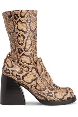 Chloé | Adelie python-effect leather ankle boots | NET-A-PORTER.COM