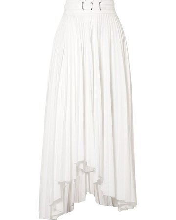 Lyst - Awake Asymmetric Pleated Poplin Midi Skirt in White