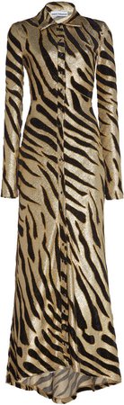 Tiger-Print Lurex Shirt Dress