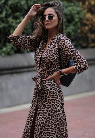 woman in leopard wrap dress - Pinterest