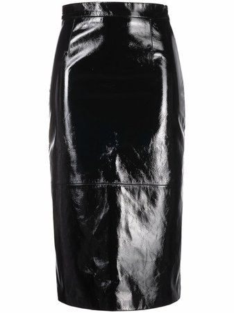 KHAITE Leather Midi Pencil Skirt - Farfetch