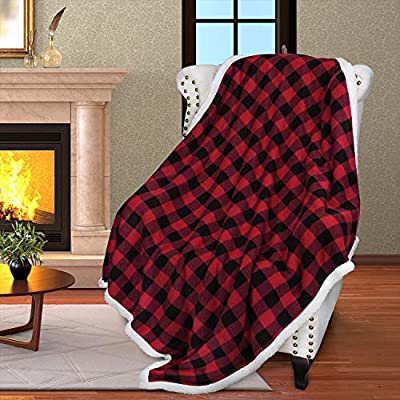 Amazon.com: Buffalo Plaid Sherpa Throw Blanket,Red Black Checkered Throws for Bed Couch Sofa | Soft, Warm, Comfy, Fuzzy, Snuggle | 60x50 Inches, Christmas Blanket: Kitchen & Dining