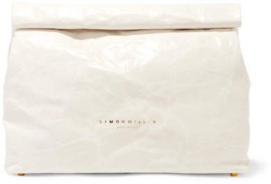 Lunchbag 30 Crinkled-leather Clutch - White
