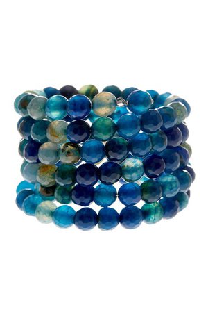 Savvy Cie | Faceted Blue Agate Coil Wrap Bracelet
