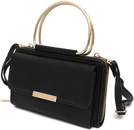 EVVE Small Top Handle Wristlet Clutch Purse,Trendy Crossbody Cell Phone Wallet Purse For Women | Black: Handbags: Amazon.com