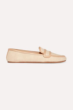 Brodie Leather-trimmed Linen Loafers - Beige