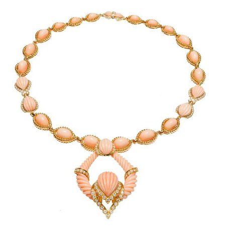 GIA Certified Natural Pink Orange Coral Diamond Necklace Pendant For Sale at 1stdibs