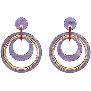 Amazon.com: FAMARINE Purple Acrylic Hoop Dangle Earrings For Women Drop Jewelry: Jewelry