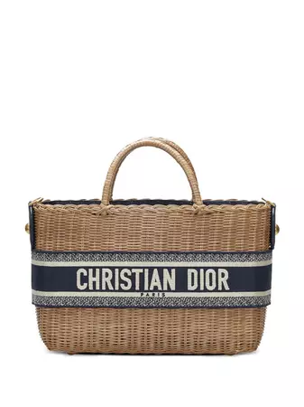 Christian Dior pre-owned logo-jacquard Wicker Basket Bag - Farfetch
