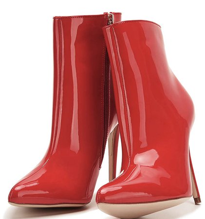 patent leather red boots