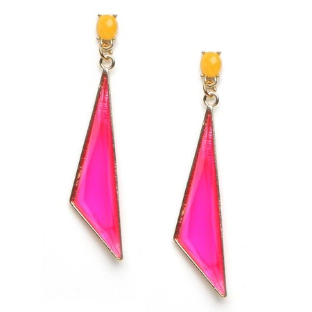 Neon Pink Triangle Earrings