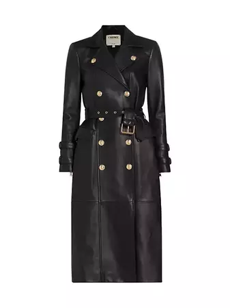 Shop L'AGENCE Celina Leather Trench Coat | Saks Fifth Avenue