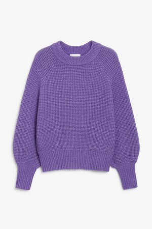 Chunky knit sweater - Purple - Monki WW