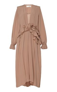Ruffled Silk-Chiffon Midi Dress by Victoria Beckham
