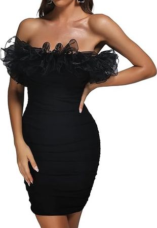 Amazon.com: BELLA BARNETT Strapless Mini Dress Birthday Dresses Sexy Ruched Bandage Dress Backless Bodycon Dress for Cocktail Party : Clothing, Shoes & Jewelry