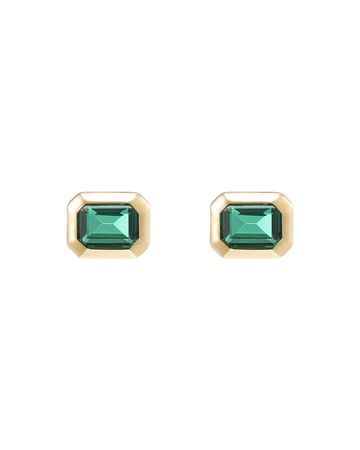 #3145 Emerald Bezel Earring