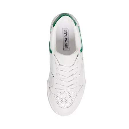 BRYANT White/Green Low Top Lace Up Sneakers | Women's Sneakers – Steve Madden