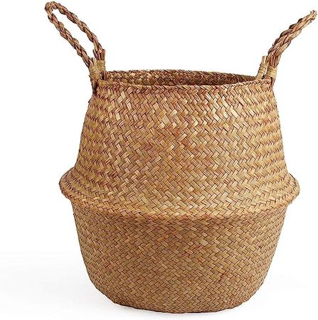 Amazon.com : BlueMake Woven Seagrass Belly Basket for Storage Plant Pot Basket and Laundry, Picnic and Grocery Basket (Large, Original) : Patio, Lawn & Garden