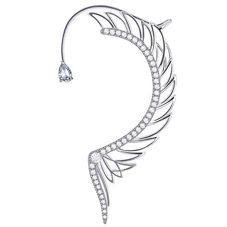 Amazon.com: LILIE&WHITE 1PC Left Side Platinum Plated Earrings Crawlers in Angel Wings Cuff Earrings Hypoallergenic: Jewelry