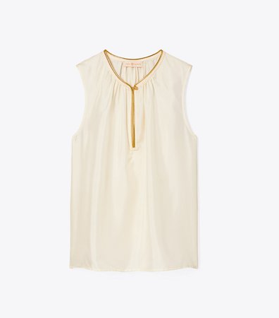 Tory Burch Shell Top with Gold Piping | Tory Burch
