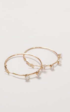 Gold Large Three Diamante Hoop Earrings | PrettyLittleThing