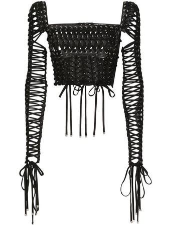 Dolce & Gabbana lace-up Detailed Bustier Blouse - Farfetch