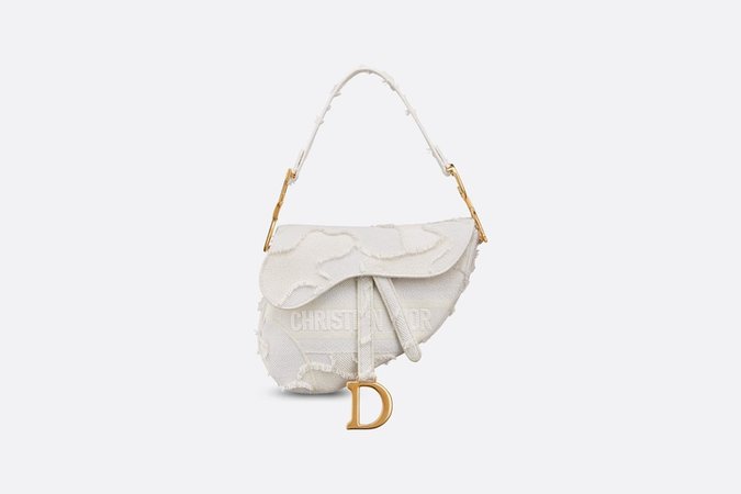 White Saddle Camouflage Embroidered Canvas Bag - Bags - Women's Fashion | DIOR