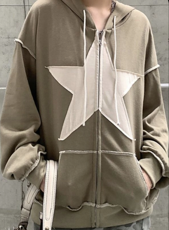brown star patch jacket