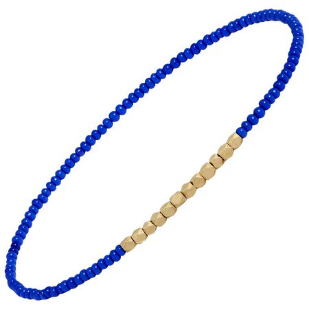 Vintage Gold and Electric Blue Beaded Bracelet