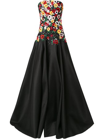 Carolina Herrera, floral-embellished Strapless Gown
