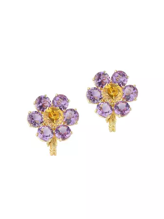 Shop Dolce&Gabbana 18K Yellow Gold, Amethyst & Citrine Flower Clip-On Earrings | Saks Fifth Avenue
