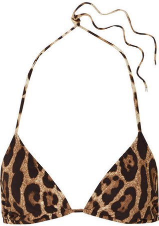 Leopard-print Triangle Bikini Top - Leopard print