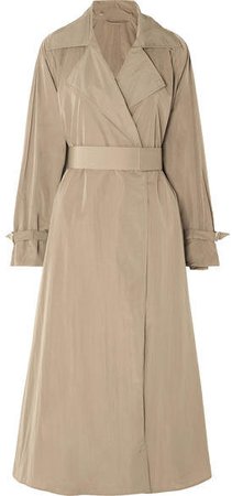 Belted Shell Trench Coat - Brown