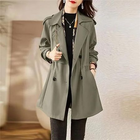 Amazon.com: Dbdkejj Women Spring And Autumn Fashion Slim Casual Jacket Length Windbreaker Loose Coat : Clothing, Shoes & Jewelry