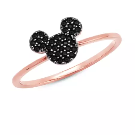 Mickey Mouse Black Pave Icon Ring by CRISLU - Rose Gold | shopDisney