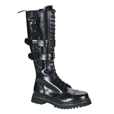 Demonia PREDATOR-I Black Leather Men's Gothic Knee Boots - Demonia Shoes