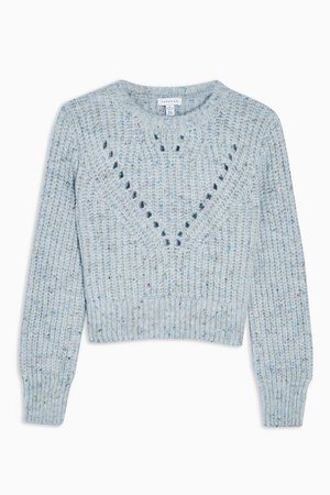 Gray Marl Neppy Cropped Knitted Sweater | Topshop