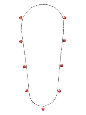 Shop metallic & red Gucci heart charm chain necklace with Express Delivery - Farfetch