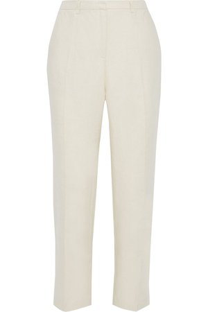 Beige Cholla linen-twill straight-leg pants | Sale up to 70% off | THE OUTNET | IRIS & INK | THE OUTNET