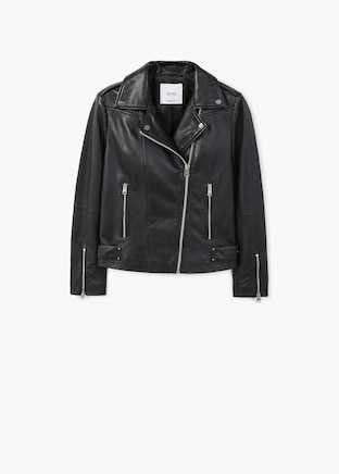 MANGO Zipper leather biker jacket