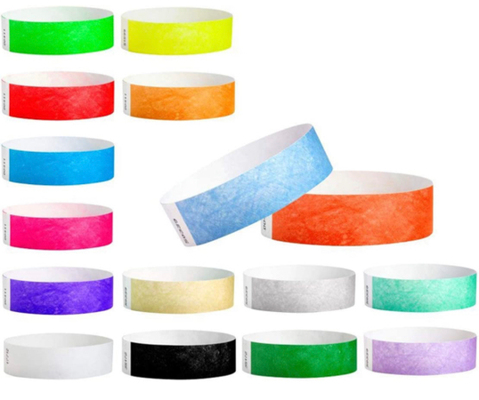 Multicolored paper wristbands