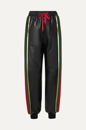 Gucci | Striped jersey-trimmed leather track pants | NET-A-PORTER.COM