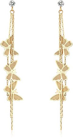 Amazon.com: Orris Stainless Steel Long Thick Tassel Butterfly Design Dangle Drop Earrings for Women Girls: Jewelry