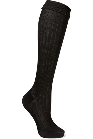 Prada | Lace-trimmed ribbed cotton knee socks | NET-A-PORTER.COM