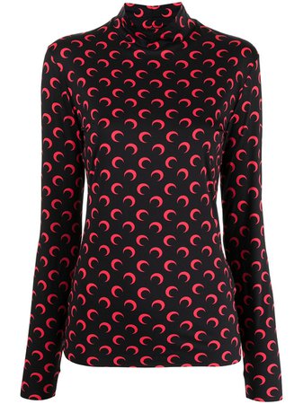 Shop Marine Serre crescent moon-print top with Express Delivery - FARFETCH